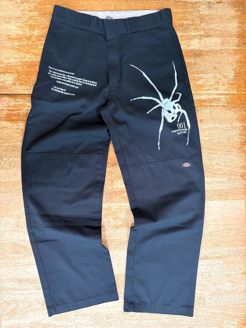 Dickies Black Men's Cargo Pants with White Spider Print